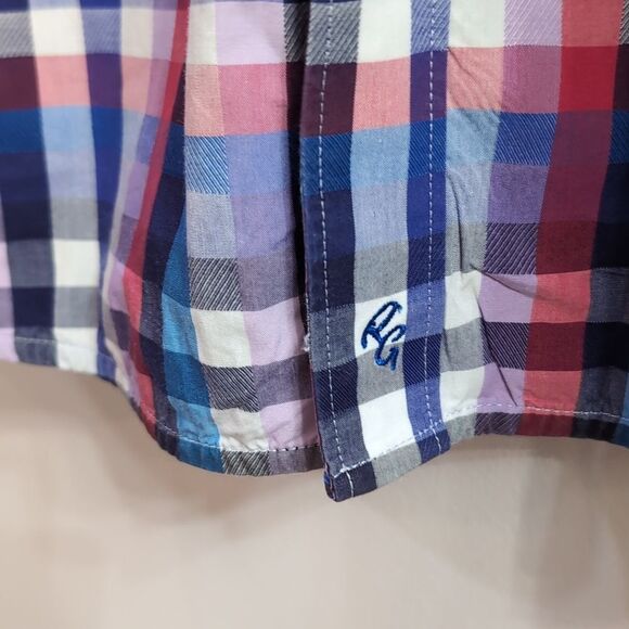 Robert Graham Red Blue Plaid Cotton Short Sleeve Button Down Shirt 4XLT - Picture 5 of 7